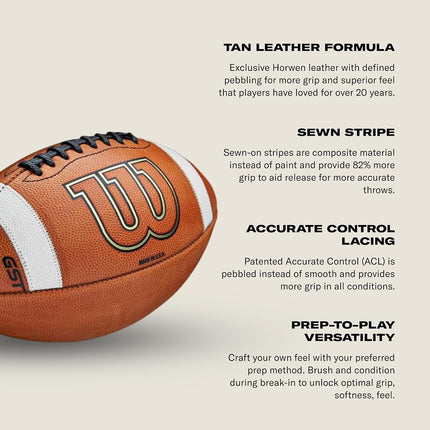 Wilson GST Leather Game Football - Youth