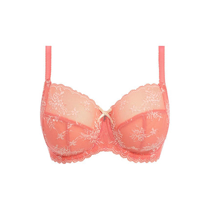 Freya Women's Offbeat Decadence Underwire Side Support Bra, Sunset Coral, 28HH US