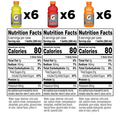 Gatorade Variety Pack Fruit Punch Lemon-Lime Orange, 18 PK (Pack of 1)