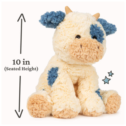 GUND Cozys Collection Vaca, Peluche para 0 años en adelante, Juguete de peluche para decoración primaveral, Crema/Azul, 25.4 cm