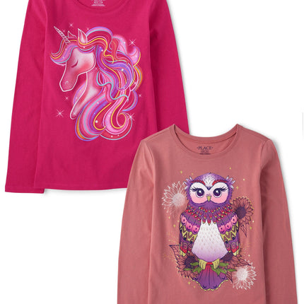 The Children's Place Girls Unicorn Long Sleeve Gra