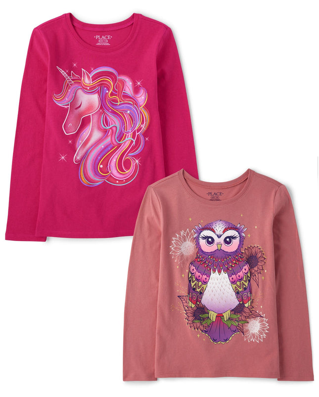 The Children's Place Girls Unicorn Long Sleeve Gra