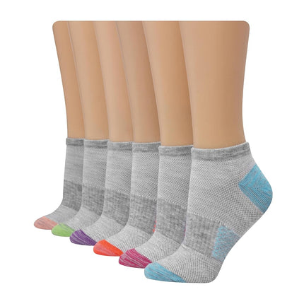 Calcetines Hanes de mujer, ligeros, transpirables, invisibles, paquete de 6 pares, diseño de acento rosa/gris, talla de zapato: 5-9