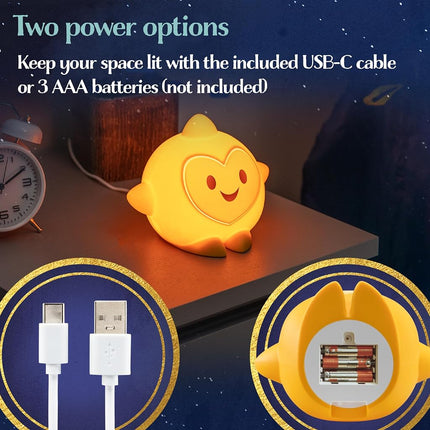 Disney Wish Color-Changing LED Squishy Tabletop Night Light, Fun Lamp, Ideal for Kids, Collectors Bedroom, Bathroom, Play Room, USB or Battery Powered, 79616