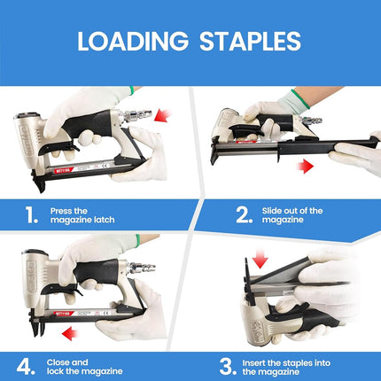 meite MT7116S Upholstery Stapler - 22 Gauge 71 Series 3/8" Crown or C-Crown Fine Wire Stapler with Safety (1/4" to 5/8" #MT7116S)