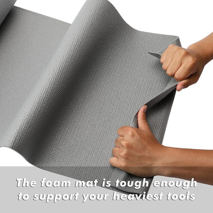 CASOMAN Professional Tool Box and Drawer Liner, Grey, Easy Cut Non-Slip Foam Rubber Toolbox Drawer Liner Mat - Adjustable Thick Cabinet Liners, 18inch (Wide) X 24feet (Long)