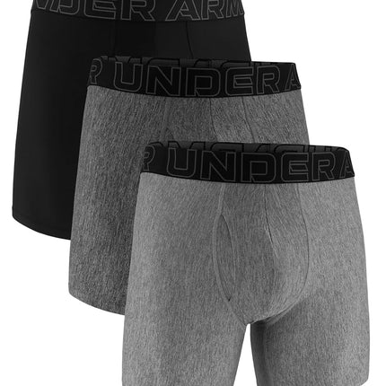 Under Armour Men's Tech 6-inch Boxerjock 2-Pack Boxer Briefs, Steel Heather-Core 3 Pack, L (Pack of 3)