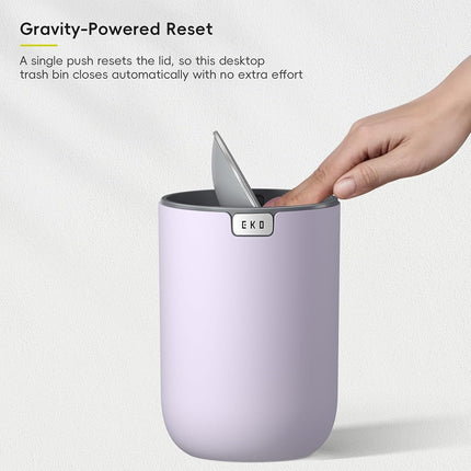 EKO 2.2L Mini Desk Bin with Swing Lid, Tabletop Rubbish Bin, Lavender