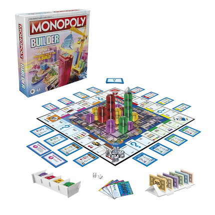 Monopoly Builder Board Game, Board Games for Kids and Adults, Strategy Games, Family Board Games, for Kids 8 and Up, 2-4 Players