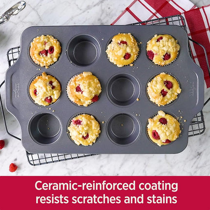 All-Clad Pro-Release Nonstick Bakeware Muffin Pan, 12 Cup, Gray