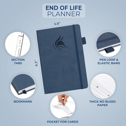Clever Fox End of Life Planner, When I Die Organizer 5.8”x8.3” Blue