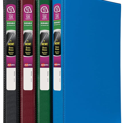 Avery Durable 3 Ring Binders, 0.5" Slant Rings, Case Pack of 12 Assorted Binders (11058)