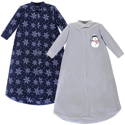 Hudson Baby Unisex Baby Long-Sleeve Fleece Sleeping Bag, Navy Snowman, 0-9 Months