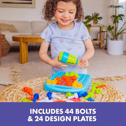 Educational Insights Design & Drill Shapes Workshop, 73 Pieces with Electric Toy Drill, STEM Toy, Kids Ages 3+