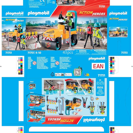 Playmobil | Action Heroes | Road Construction Site | Construction Toy for Kids | Construction Playset | Toys for Children Aged 4+ | 71751