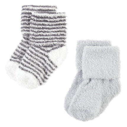 Hudson Baby Unisex Baby Cotton Rich Newborn and Terry Socks, Gray Stripe, 6-12 Months, Gray Stripe 8 Pack, 6-12 Months