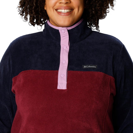 Chaqueta de forro polar Columbia Benton Springs Classic Fit Full Zip para mujer, Marionberry/Dark Noctural/Gumdrop, XXL
