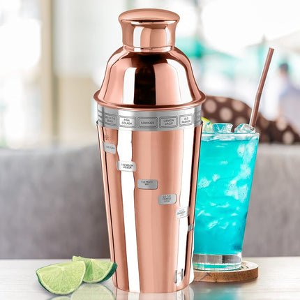 OGGI 15 Recipe Dial-A-Drink Stainless Steel Cocktail Shaker, 34 oz