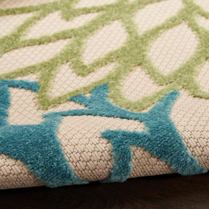 Nourison Aloha Tapis Rond d'Intérieur/Extérieur Vert Multicolore 2,39 m, Facile à Nettoyer, Sans Perte de Poils, Chambre, Salon, Salle à Manger, Jardin, Patio, Terrasse (8 Rond)