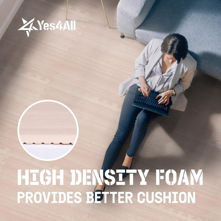 Yes4All Interlocking Mat with Edge - Foam Gymnastics Mat with Interlocking EVA Tiles (24 Square Feet, Walnut Wood Light - 24 Tiles)