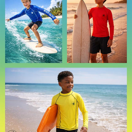 Body Glove Boys Swim Shirt - UPF 50+ Sun Protection Quicky Dry Long Sleeve Rash Guard for Boys Youth Kids Swimwear (5-14), Navy Long Sleeve, 8