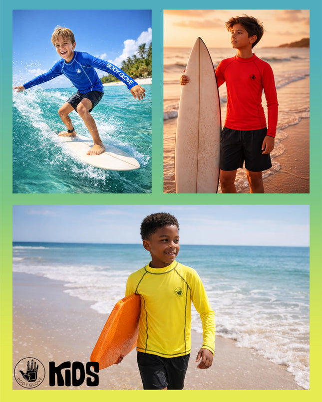 Camisa de natación Body Glove para niños - Protección solar UPF 50+, de secado rápido, manga larga, protector contra erupciones para niños y jóvenes (5-14 años), manga larga azul real, talla 12