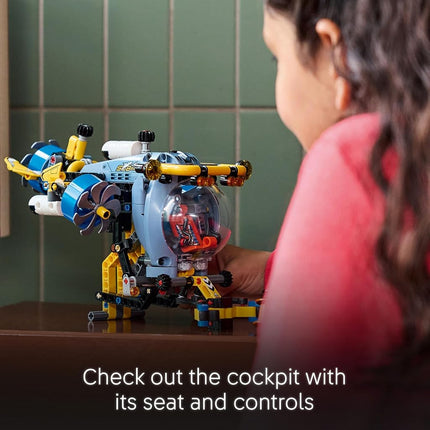 LEGO Technic Deep-Sea Research Submarine Toy - Vehicle Set with Spinning propellers, Air tanks and a cockpit for Imaginative Play - Birthday Gift for 9+ Year Old Boys & Girls 42201