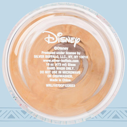 Silver Buffalo Disney Lilo and Stitch Ohana Floral Glass Jar Tumbler with Bamboo Lid and Glass Straw, 16 Ounces
