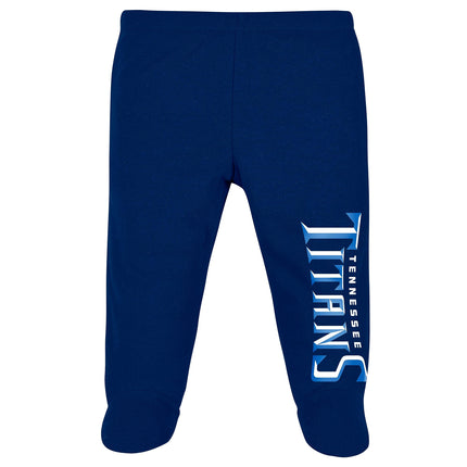 Gerber Conjunto de 3 piezas de camiseta, pantalón con pies y gorro de la NFL para bebés, Tennessee Titans, 0-3 meses