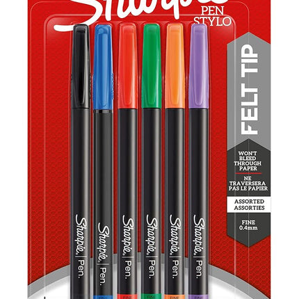 SHARPIE Pen, Fine Point, 6-Pack, Assorted Colors (1924215)