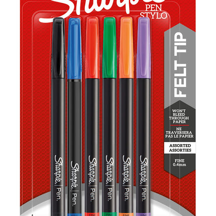 SHARPIE Pen, Fine Point, 6-Pack, Assorted Colors (