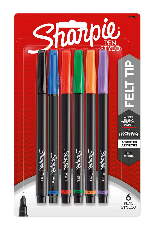 SHARPIE Pen, Fine Point, 6-Pack, Assorted Colors (