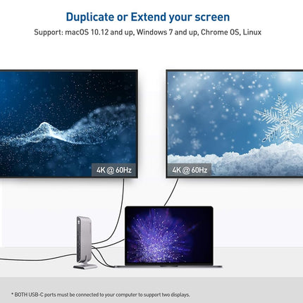Station d'accueil USB C double écran Cable Matters (station d'accueil USB C) pour MacBook Pro avec double HDMI 4K et chargement d'ordinateur portable 80 W (compatible ports USB-C et Thunderbolt 4 / USB4 / Thunderbolt 3)