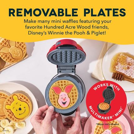 Disney | DASH Removable Ceramic Waffle Plates 2-Pack for the MultiMaker® Mini Maker System (Winnie & Piglet)