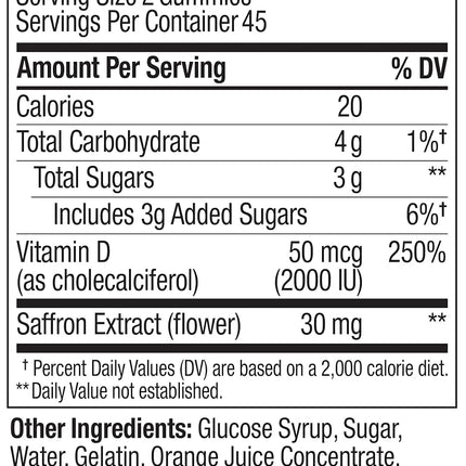 OLLY Hello Happy Gummy Worms, Vitamin D, Saffron, Mood Balance Support, Adult Chewable Supplement, Tropical Zing - 90 Count