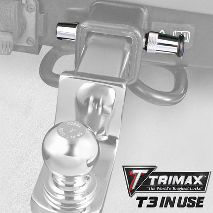 Verrou d'attelage Trimax Premium 5/8" de diamètre x 2-3/4" d'ouverture, clé T3, emballage blister, argent