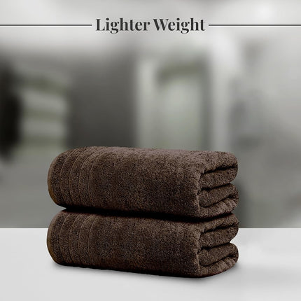 Tens Towels Grandes Serviettes de Bain, 100% Coton, 76 x 152 cm Serviettes de Bain Extra Larges, Plus Légères, Séchage Plus Rapide, Super Absorbantes, Serviettes de Salle de Bain Parfaites (Lot de 4, Marron)