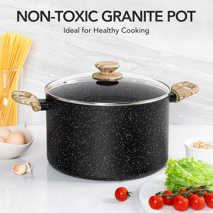 MICHELANGELO 8 Quart Stock Pot With Lid, Nonstick Cooking Pot, Large Induction Soup Pot for Cooking, Stockpot With Healthy Coating