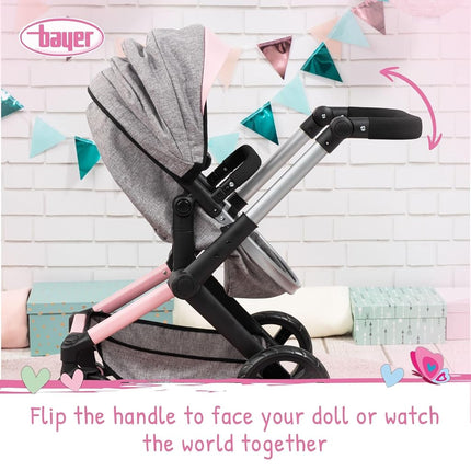 Bayer Baby Dolls Pram XEO, Convertible Doll Pushchair, 46cm Dolls