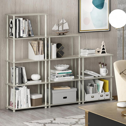 Furinno TURN-N-TUBE Storage Shelves, 3-Tier Book Shelf, Corner Shelf, Toolless Open Shelves, for Organization and Storage, Living Room, Garage, Home Office, Sonoma Oak