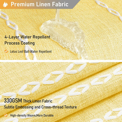 BTTN 72x84 Long Boho Farmhouse Linen Heavy Duty Shower Curtain Set, Yellow