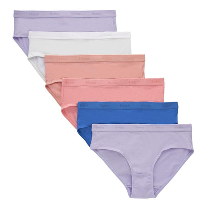 Hanes Ultimate Culottes et hipsters super doux pour filles, hipster – Lot de 6 violet/blanc/pêche, 16
