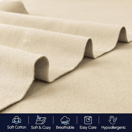 Elegant Comfort Soft 4-Piece 100% Turkish Cotton Flannel Sheet Set - Premium Quality, Deep Pocket Fitted Sheet, Ultra Soft, Cozy Warm and Anti-Pill Flannel Sheets - Cali King, Linen