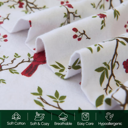 Elegant Comfort Ultra Soft 4-Piece 100% Turkish Cotton Flannel Sheet Set - Holiday Christmas Flannel Sheets, Warm and Cozy Anti-Pill Premium Quality, Deep Pocket Fitted Sheet- Twin XL, Cardinal
