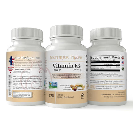 Vitamin K2 MK7 Supplement, 100mcg, 120 Count, Vegan, by Nature’s Trove