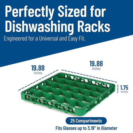 Rallonge de casier à verres divisé Carlisle FoodService Products OptiClean 25 compartiments (3-1/2"), vert