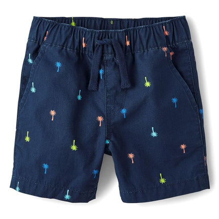 The Children's Place Boys' Uniform Pull on Cargo Shorts, Tidal Palm Tree, 12-18 Months