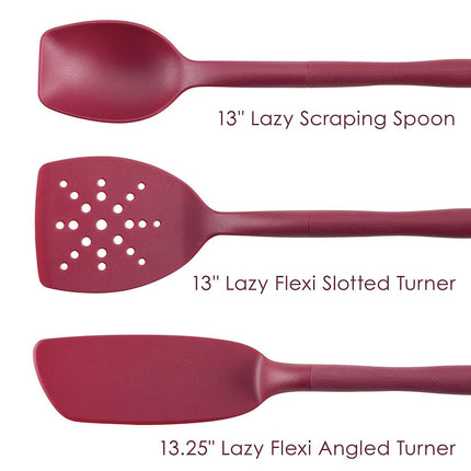 Rachael Ray 47916 3-Piece Lazy Tool Nylon Slotted Turner Set, Burgundy