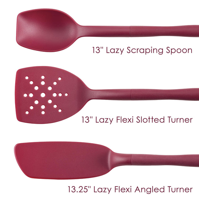 Rachael Ray 47916 3-Piece Lazy Tool Nylon Slotted Turner Set, Burgundy