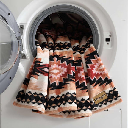 Wrangler - Throw Blanket, Soft Plush Fleece Bedding, Yellowstone Inspired, Western Decor for Bed or Couch (Plains Creek Pink, 50" x 70")